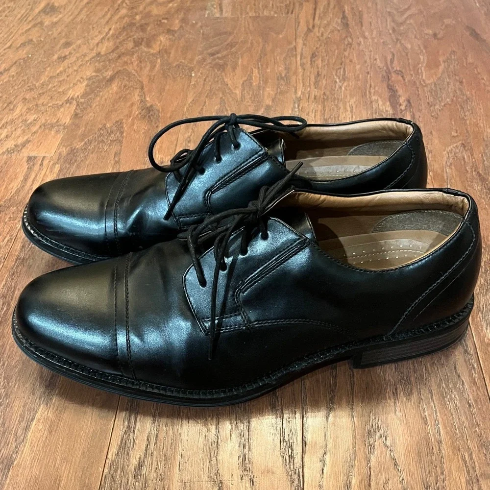George Cap Toe Derby Shoes Men Black Lace Up Dress Shoes 13